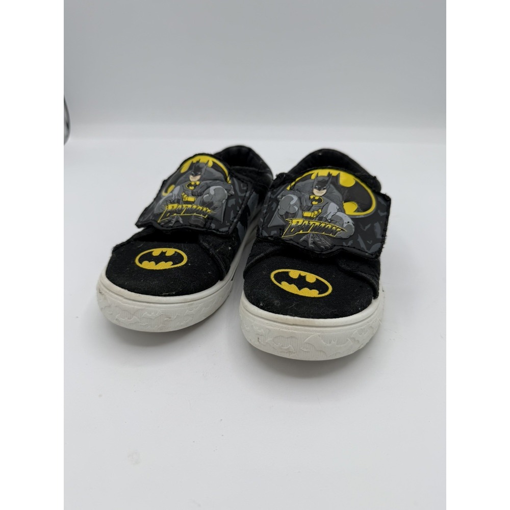 DC Batman Canvas Toddler Black Slip On Shoe Hook And Loop Closure Size 8